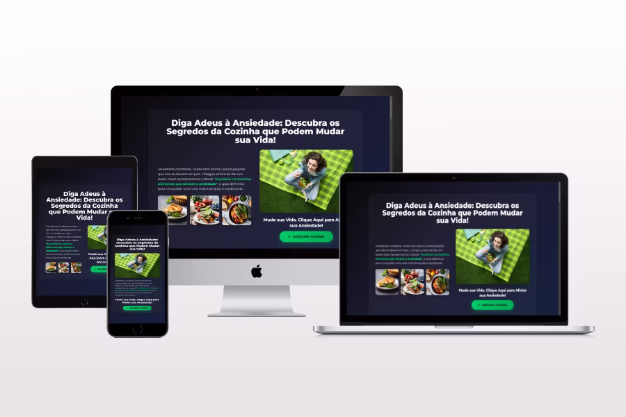 Equilíbrio na Cozinha - Landing page para ebook sobre alimentação e ansiedade