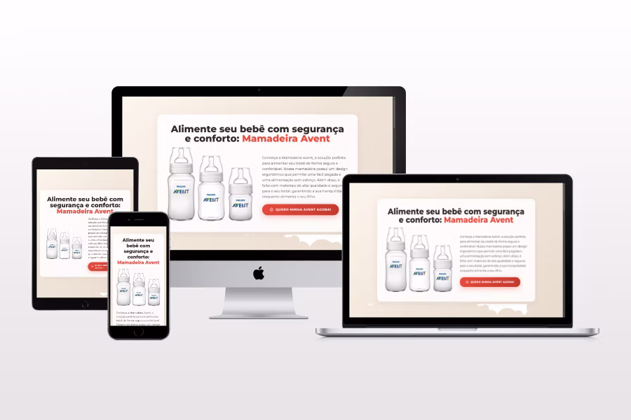 Philips Avent - Landing page promocional para linha de produtos infantis