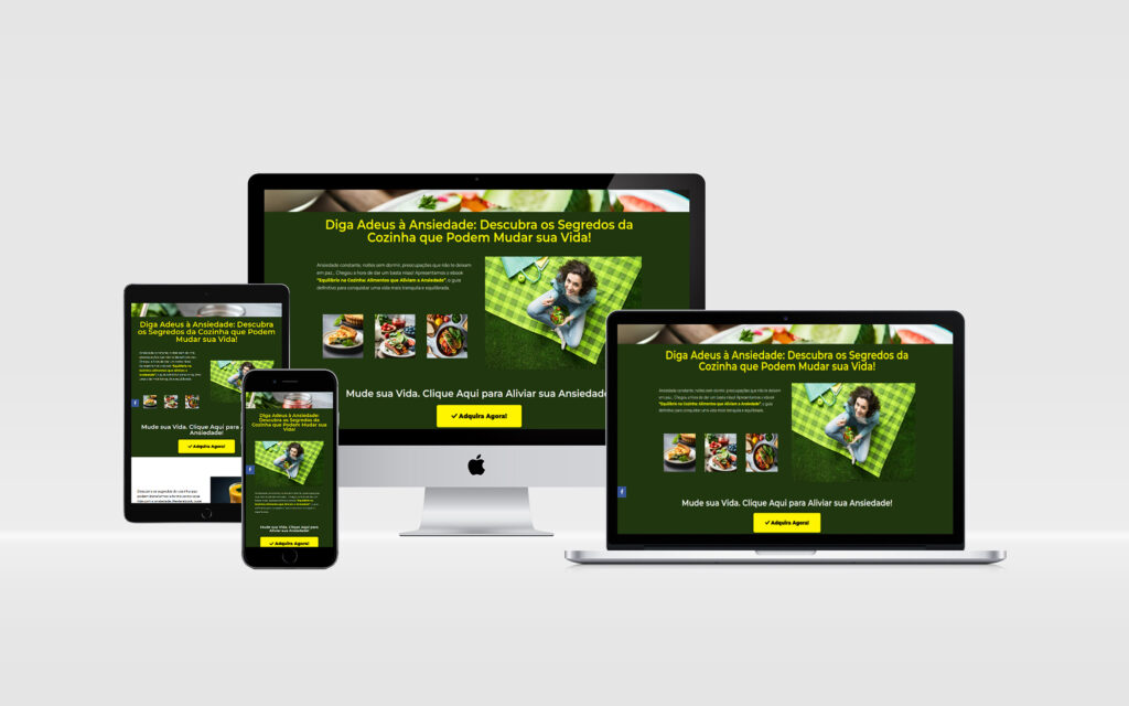 mockup de uma landing page em vários dispositivos